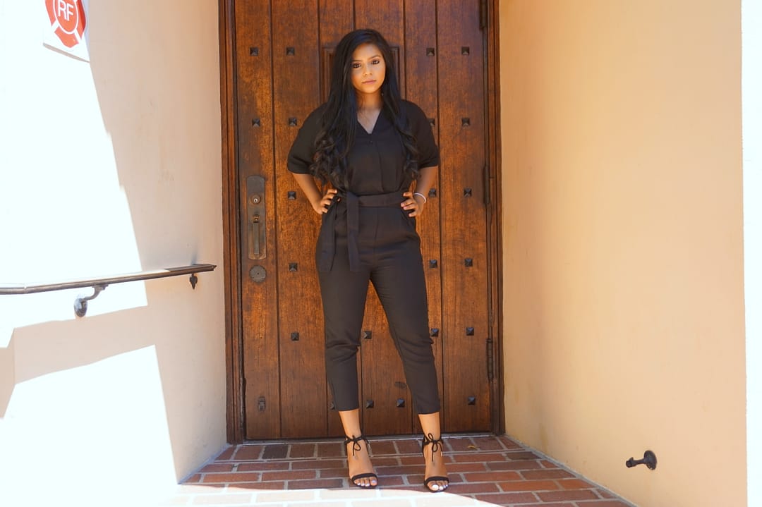 front tie black jumpsuit